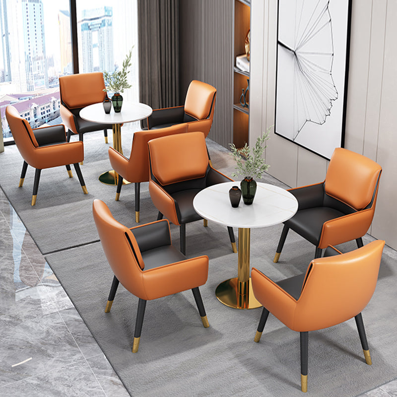 Glam Style Sintered Stone Dining Set Round 1/2/3/4/5 Pieces Dining Table Set