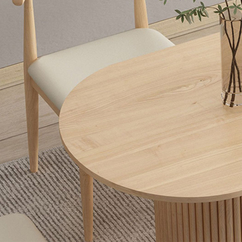 Modern Double Pedestal Table Oval Wood Dining Table for Home Kitchen