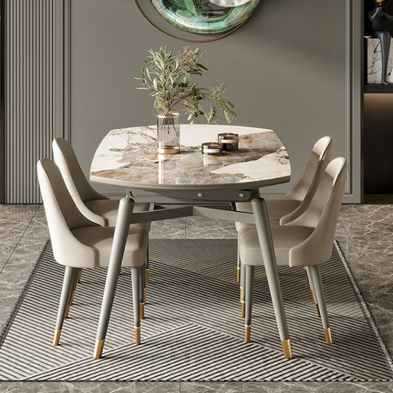 Wood Base Dining Table Contemporary Extendable Dinner Table for Home