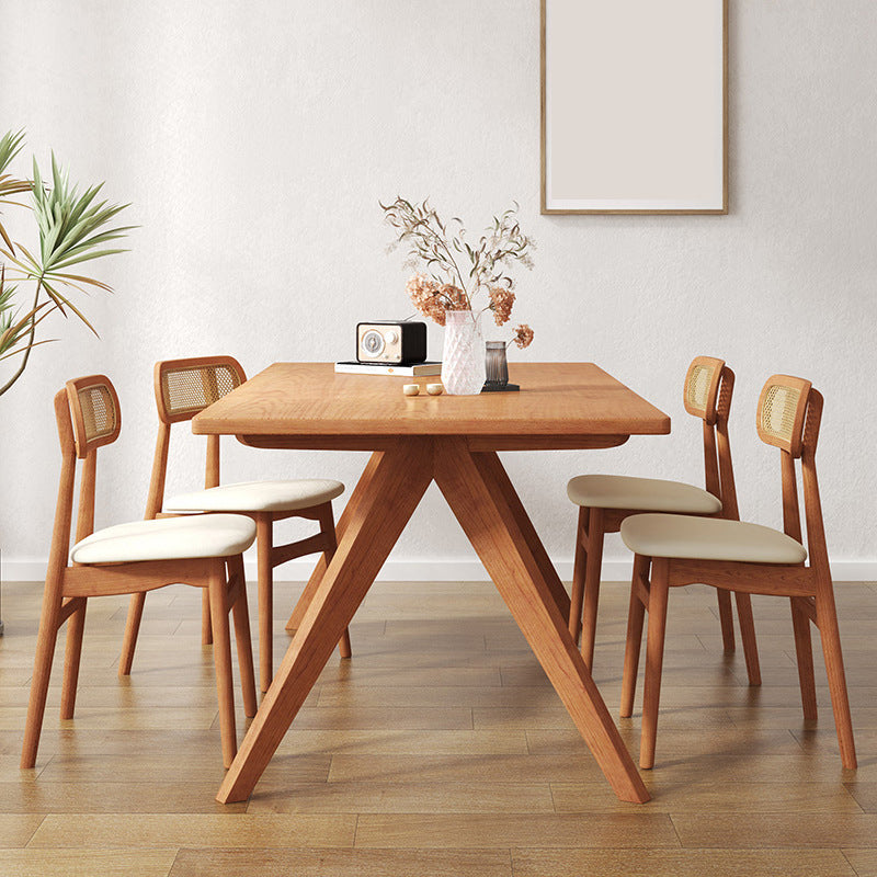 Contemporary Wood Dinner Table 4 Legs Dining Table for Home Use