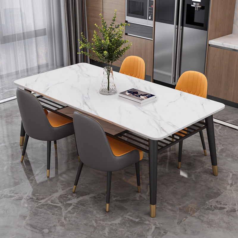 Slate and Metal Table Modern Minimalist Home Rectangular Dining Table