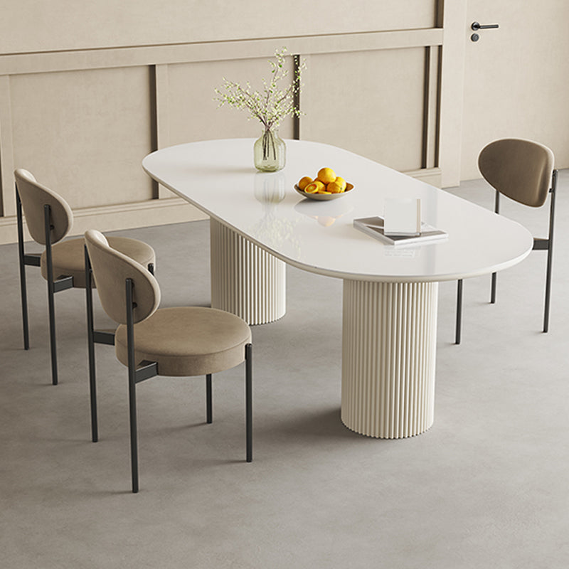 Slate and Metal Table Glam Style Simple Home White Oval Dining Table