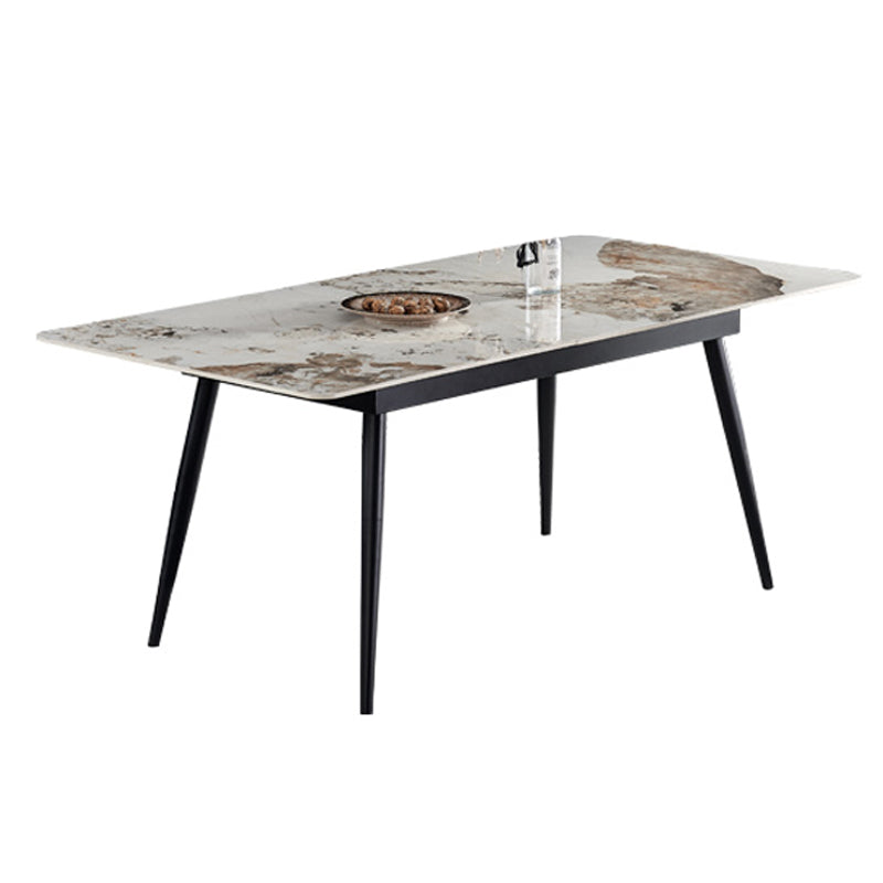 Simplicity Rectangle Home Fixed Desk Extendable Sintered Stone Dining Table