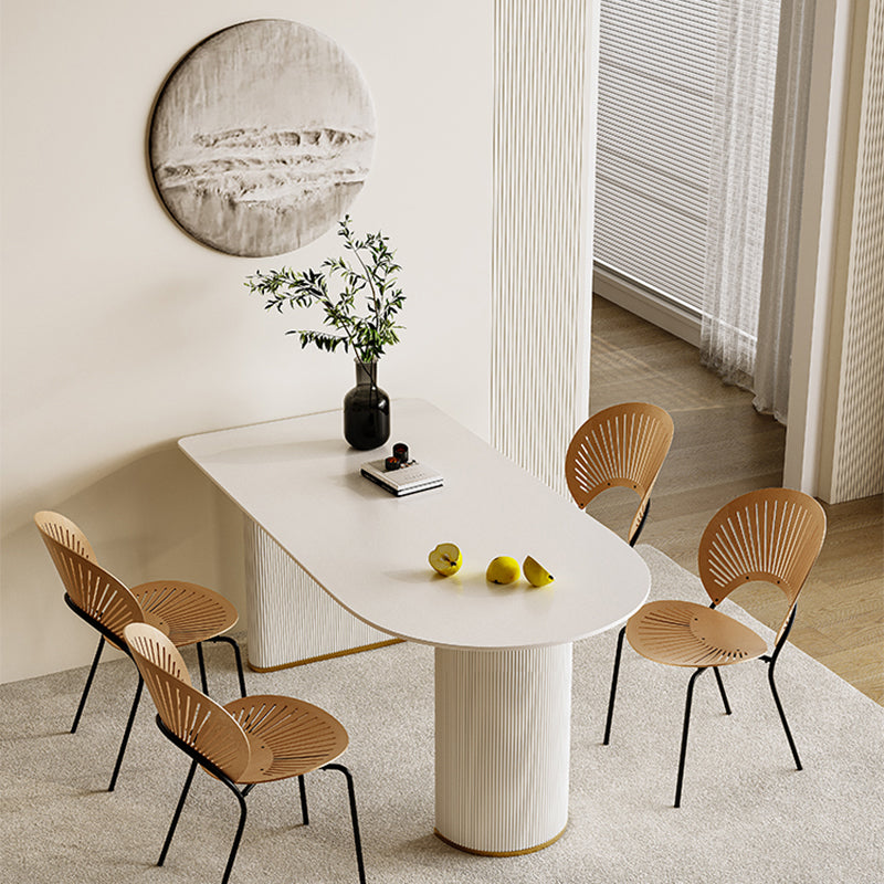 Slate and Metal Table Glam Style Simple Restaurant White Dining Table