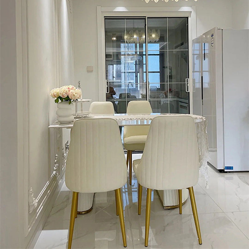 Slate and Metal Table Glam Style Simple Restaurant Freeform Dining Table