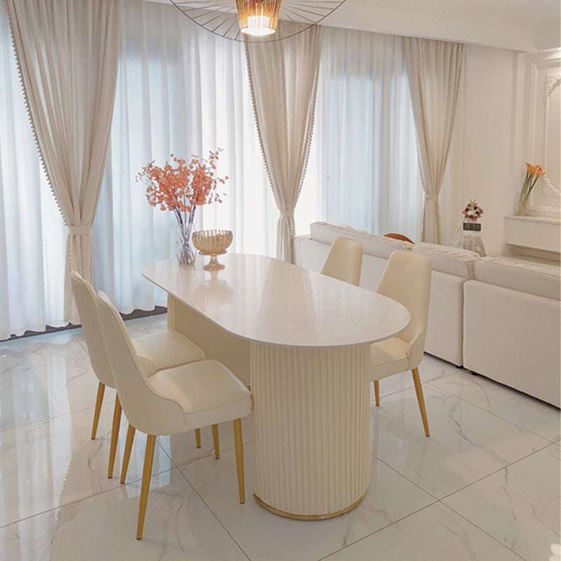 Slate and Metal Table Glam Style Simple Restaurant Oval Dining Table