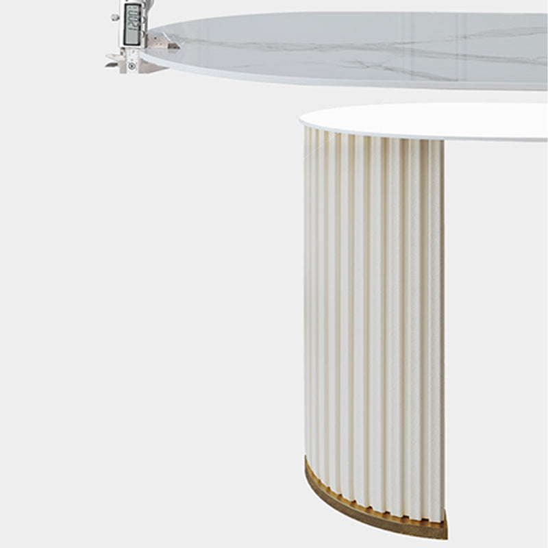 Slate and Metal Table Glam Style Simple Restaurant Oval Dining Table