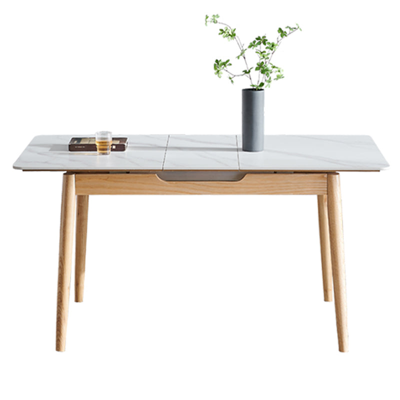 Modern Extendable Dining Table Home Rectangle Sintered Stone Fixed Desk