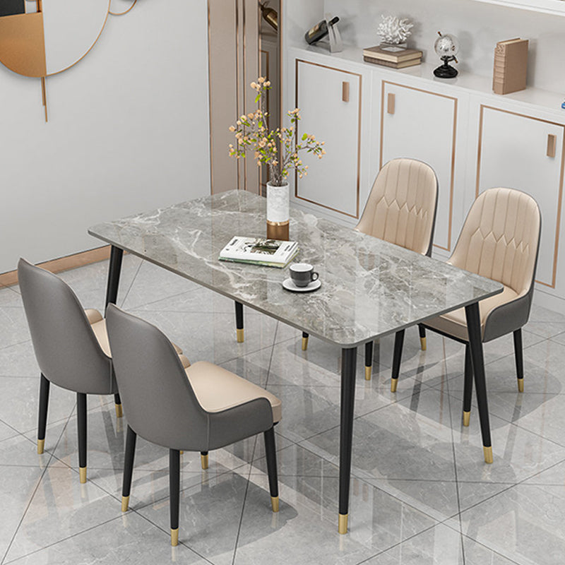 Slate and Metal Table Glam Style Rectangular Dining Table for Home Dining Room