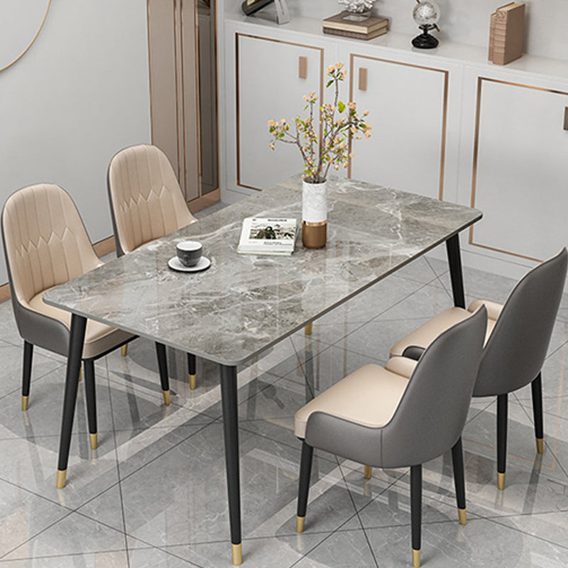 Slate and Metal Table Glam Style Rectangular Dining Table for Home Dining Room