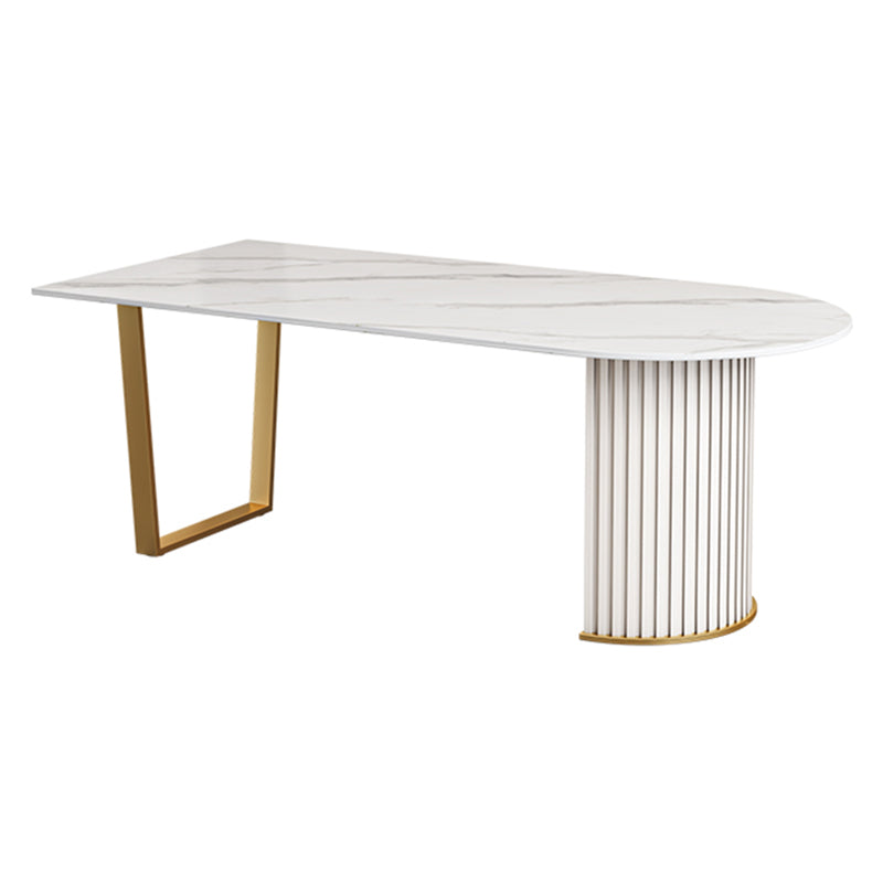 Free Form Fixed Kitchen Table Luxury Sintered Stone Double Base Table