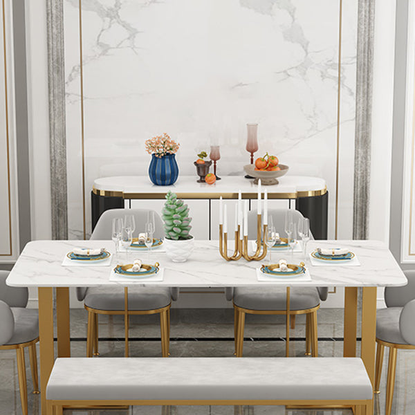 Iron and Slate Table Glam Style Home Living Room Rectangular Dining Table