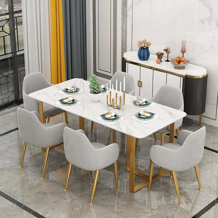 Iron and Slate Table Glam Style Home Living Room Rectangular Dining Table