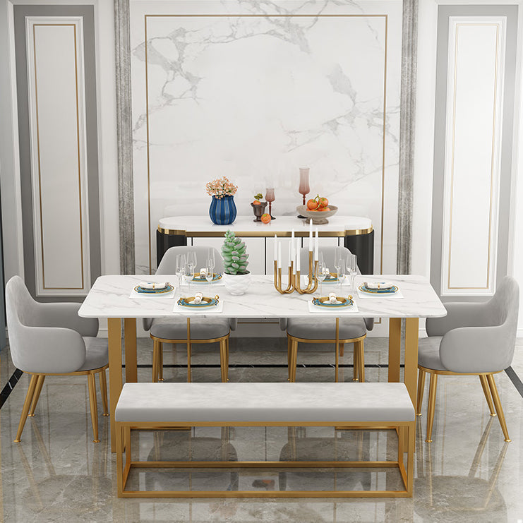 Iron and Slate Table Glam Style Home Living Room Rectangular Dining Table