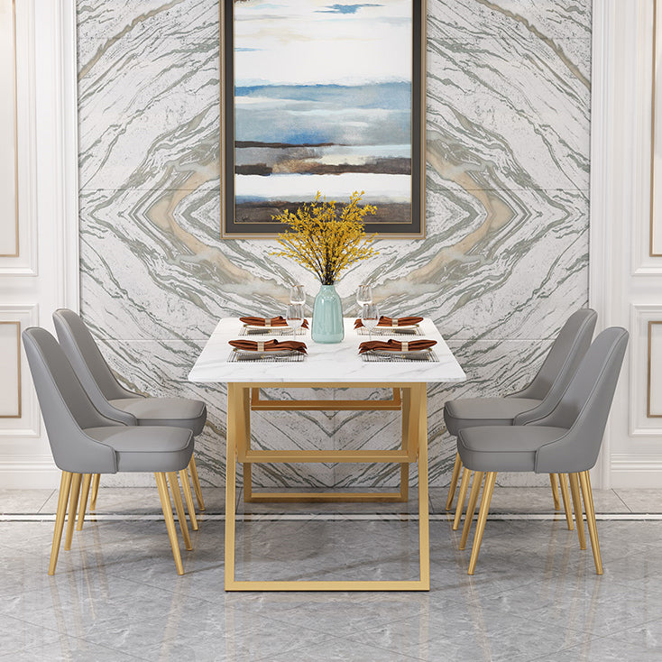 Iron and Slate Table Glam Style Simple Home Living Room Rectangular Dining Table