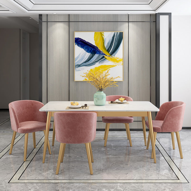 Iron and Stone Table Glam Style Home Rectangular Dining Table