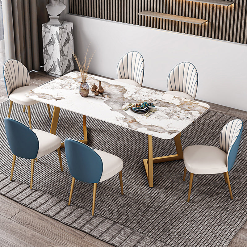 Iron and Slate Table Glam Style Simple Home Rectangular Dining Table