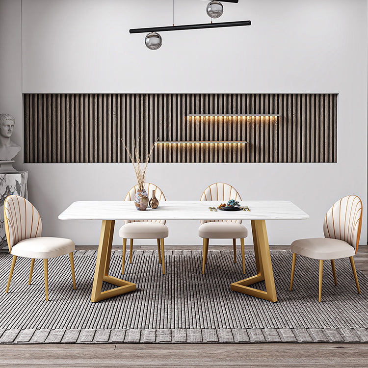 Iron and Slate Table Glam Style Simple Home Rectangular Dining Table