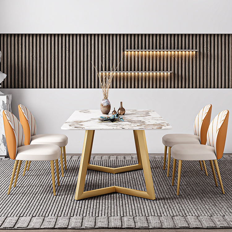 Iron and Slate Table Glam Style Simple Home Rectangular Dining Table