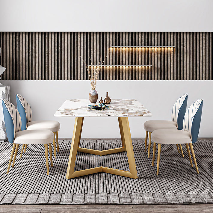 Iron and Slate Table Glam Style Simple Home Rectangular Dining Table