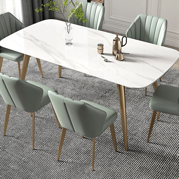 Rectangle Fixed Dining Table Luxury Sintered Stone Kitchen Table