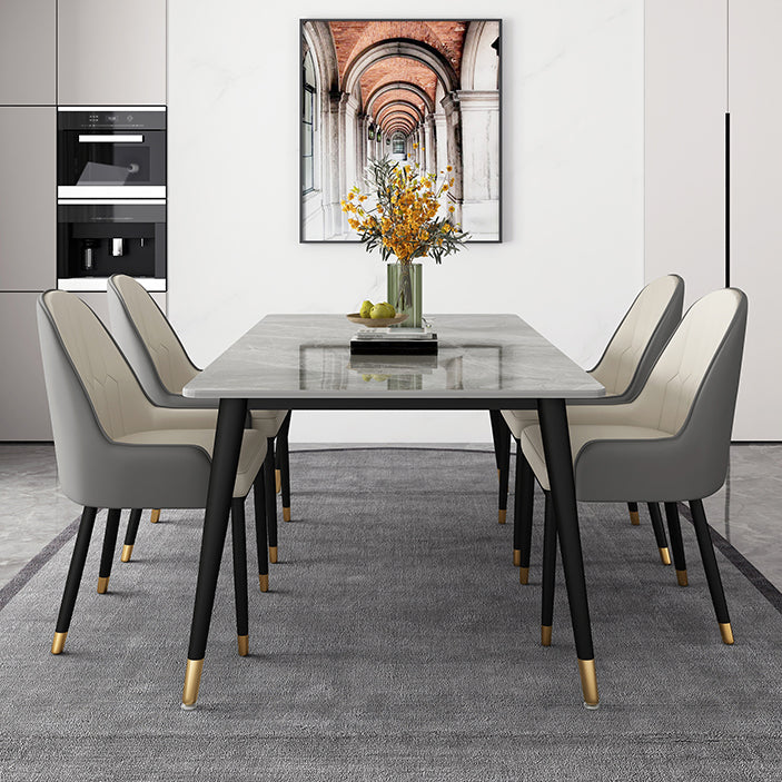 Metal and Slate Table Glam Style Home Rectangular Dining Table