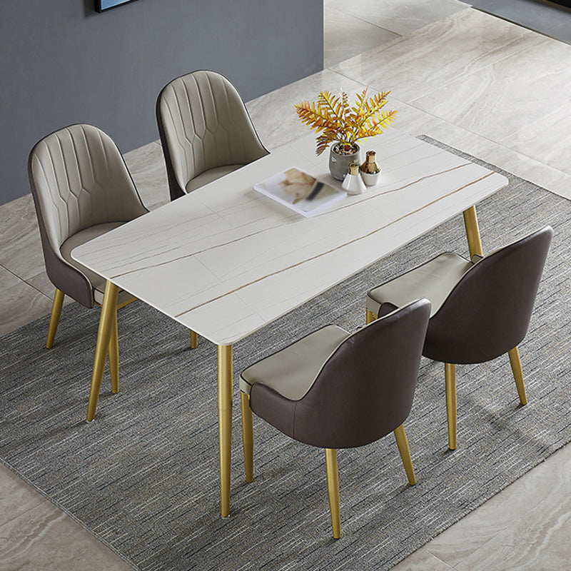 Metal and Slate Rectangular Table Glam Style Home Dining Table