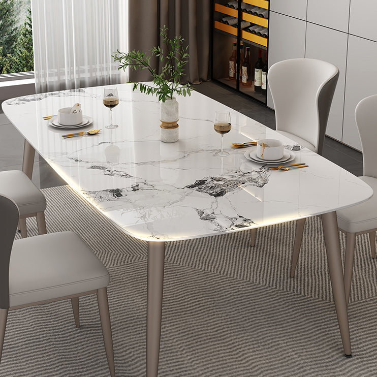 Luxury Rectangle Fixed Dining Table Sintered Stone Home Kitchen Table with 4 Legs