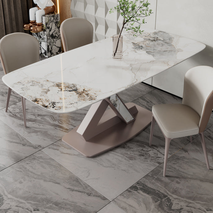 Sintered Stone Fixed Kitchen Table Luxury Rectangle Home Table