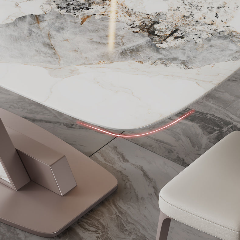 Sintered Stone Fixed Kitchen Table Luxury Rectangle Home Table