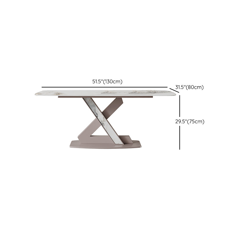 Sintered Stone Fixed Kitchen Table Luxury Rectangle Home Table