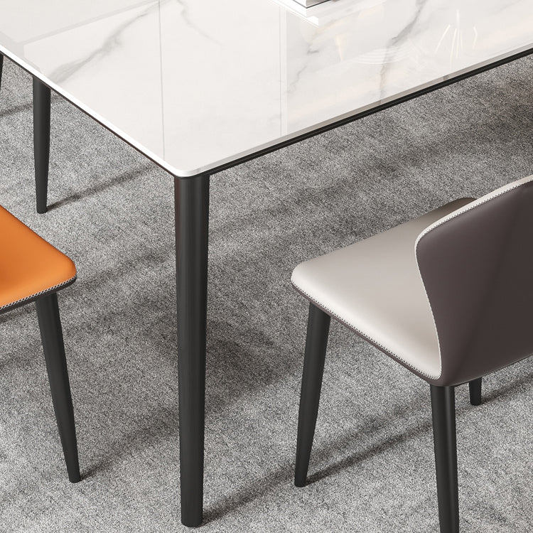 Rectangle Fixed Dining Table Industrial Sintered Stone White Home Table