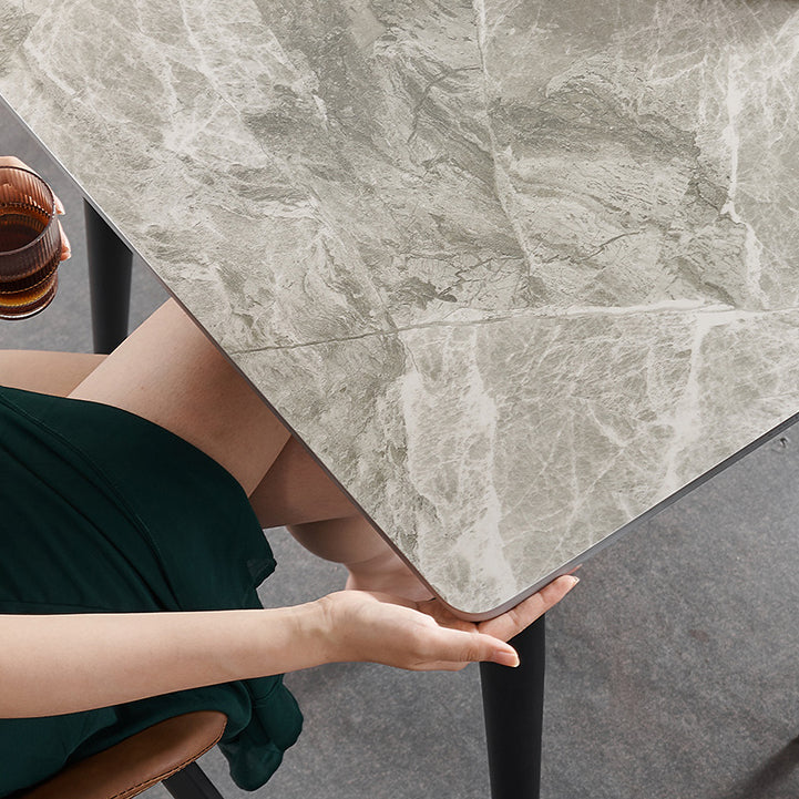 Luxury Sintered Stone Dining Table Rectangle Living Room Fixed Kitchen Table