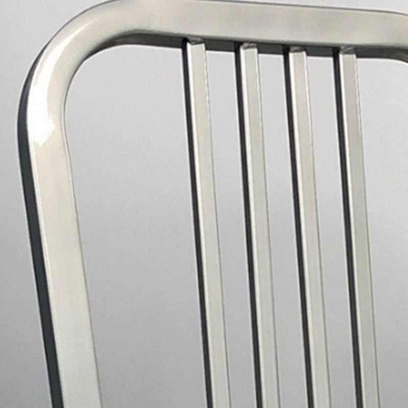 Industrial Metal Dining Room Chairs Slat Back Dining Chair in Silver