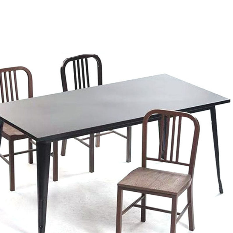 Industrial Metal Dining Room Chairs Slat Back Dining Chair in Silver