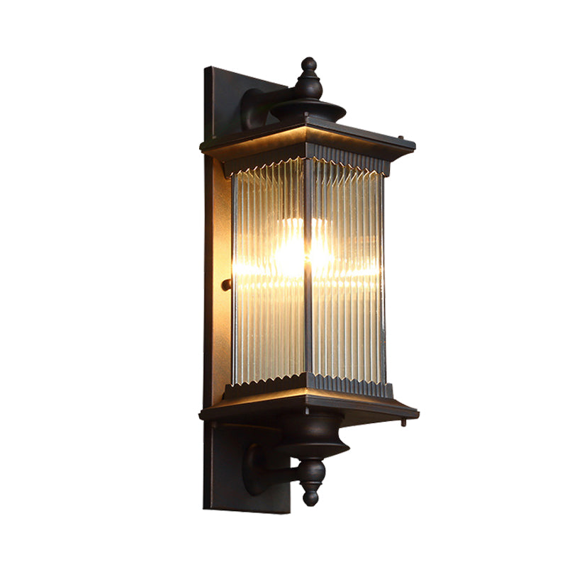 Quader im Freien im Freien leichte Land Clear Ripped Glass 1 Head Black/Bronze/Kaffeewandlampe für Tor