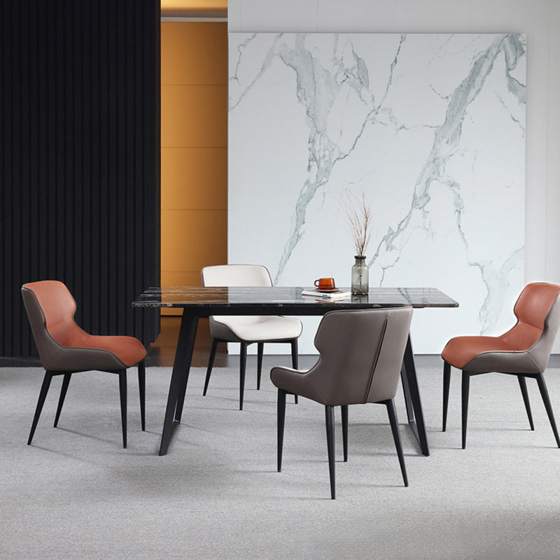 Contemporary Faux Leather Dining Chair Wingback Parsons Chair for Home Use