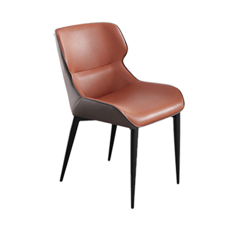 Contemporary Faux Leather Dining Chair Wingback Parsons Chair for Home Use