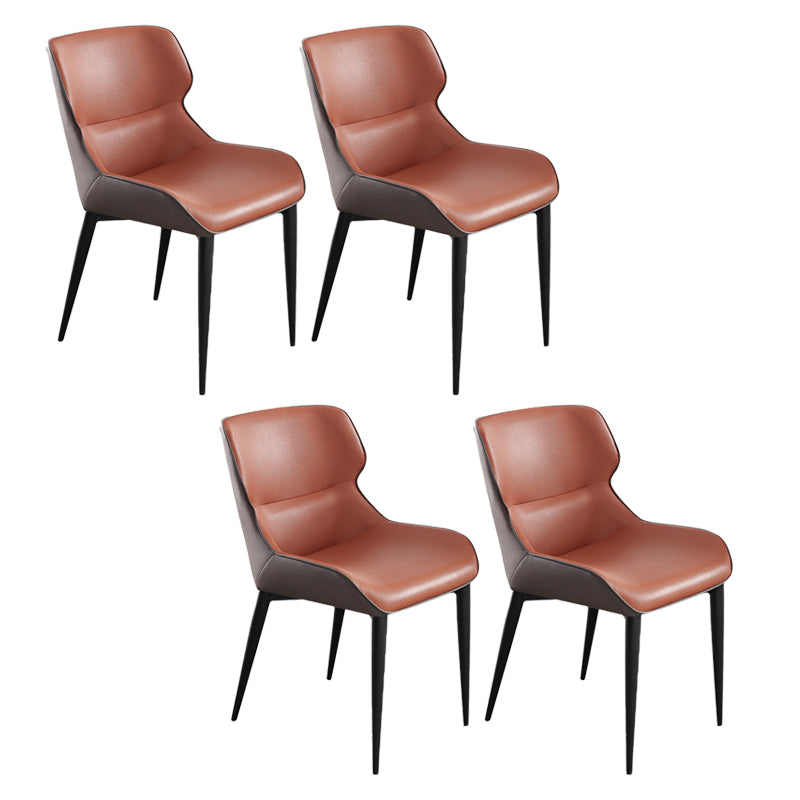 Contemporary Faux Leather Dining Chair Wingback Parsons Chair for Home Use