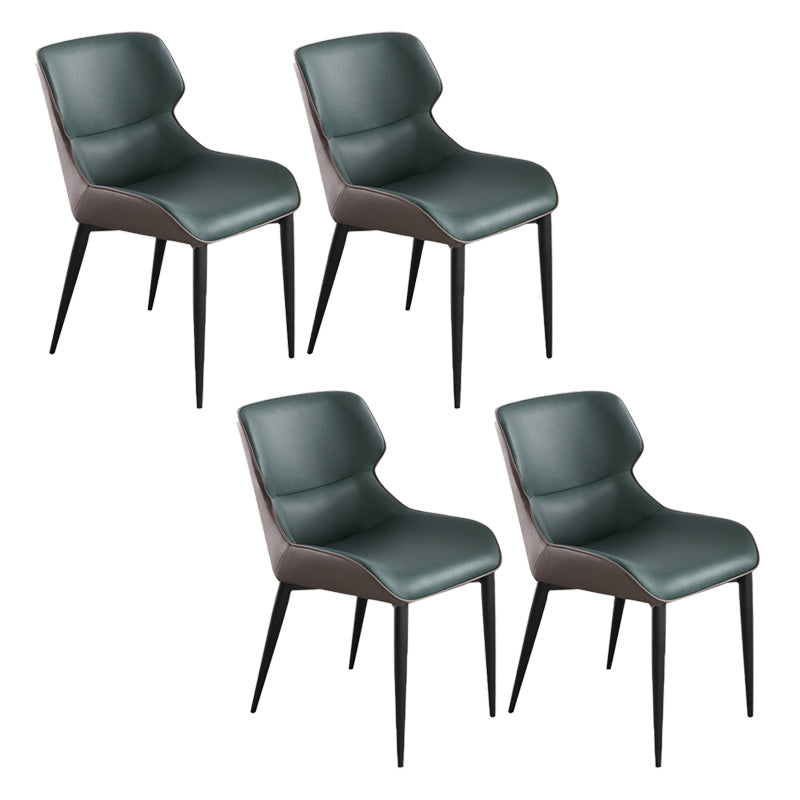 Contemporary Faux Leather Dining Chair Wingback Parsons Chair for Home Use