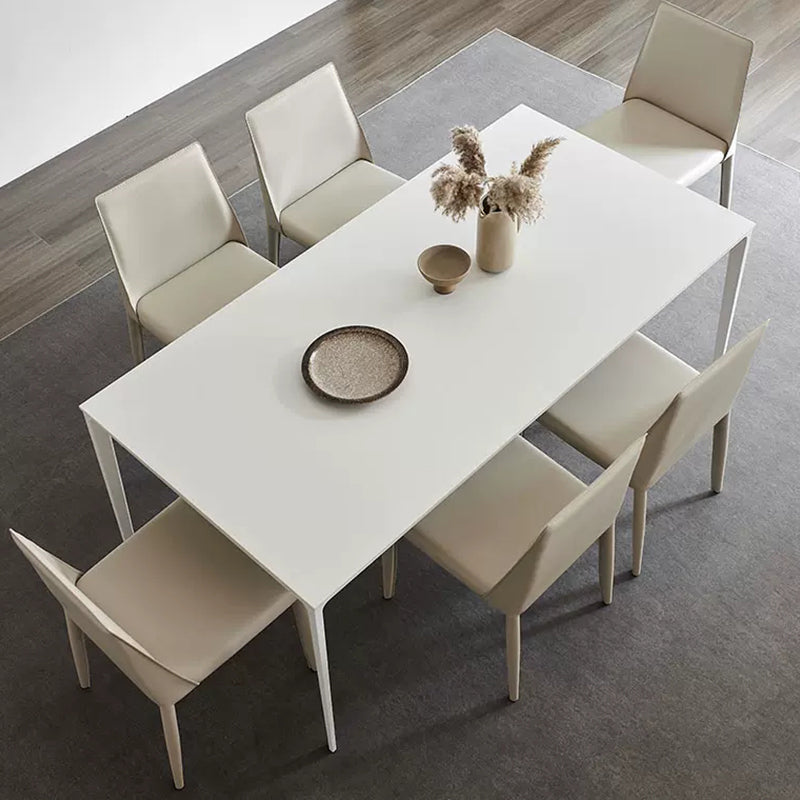 Designer Style Armless Chair Leather Parsons Back Side Chair for Dining Room