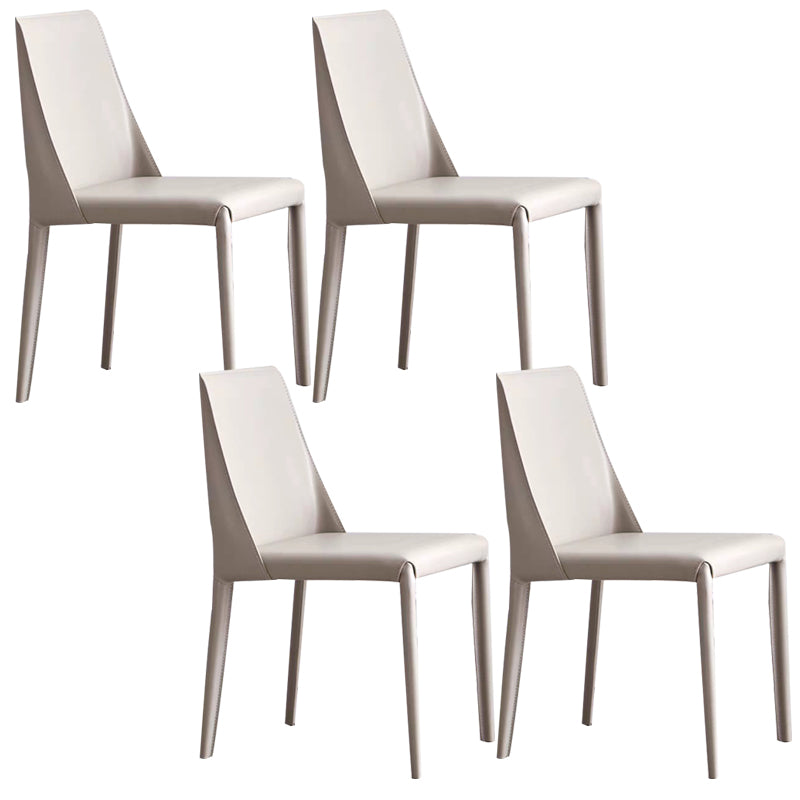 Designer Style Armless Chair Leather Parsons Back Side Chair for Dining Room