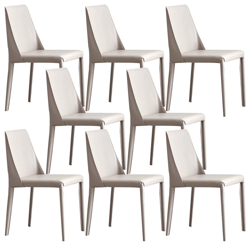 Designer Style Armless Chair Leather Parsons Back Side Chair for Dining Room