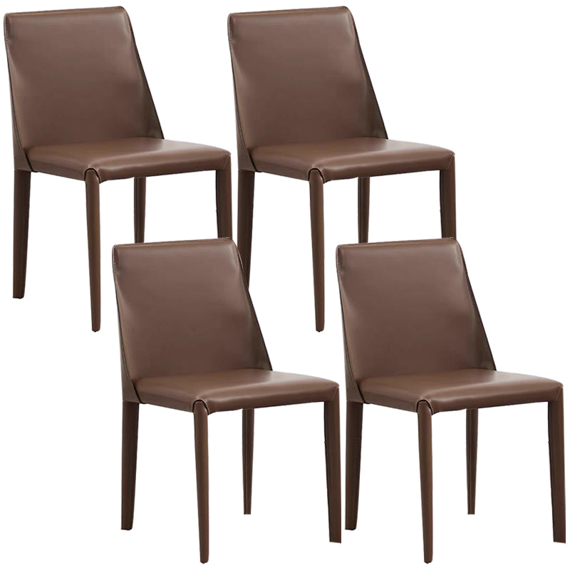 Designer Style Armless Chair Leather Parsons Back Side Chair for Dining Room