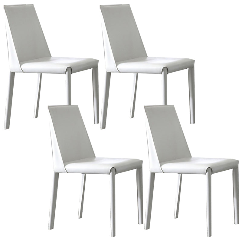 Designer Style Armless Chair Leather Parsons Back Side Chair for Dining Room