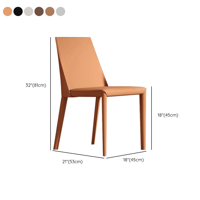 Designer Style Armless Chair Leather Parsons Back Side Chair for Dining Room