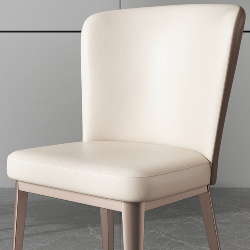Contemporary Metal Dining Room Chair Armless Faux Leather Side Chairs