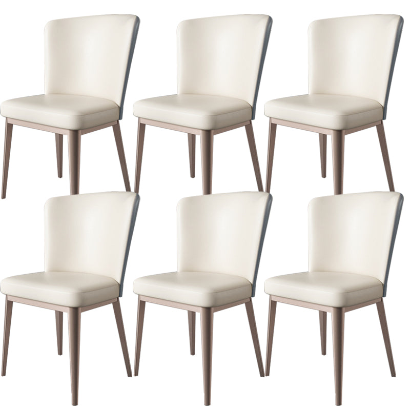 Contemporary Metal Dining Room Chair Armless Faux Leather Side Chairs