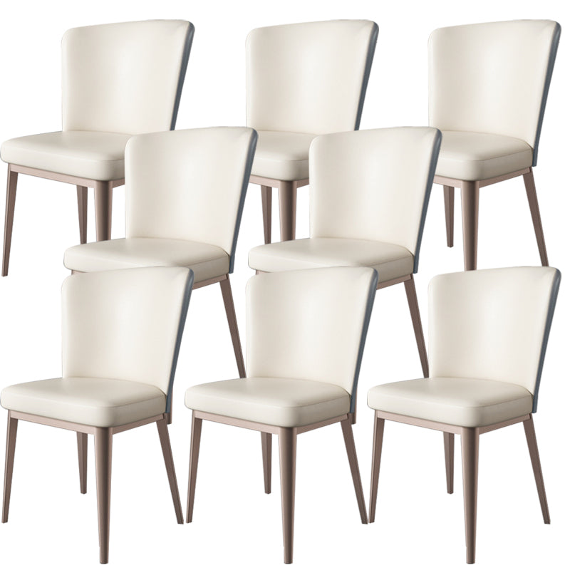 Contemporary Metal Dining Room Chair Armless Faux Leather Side Chairs