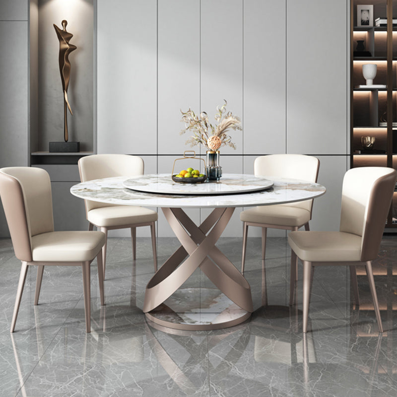 Contemporary Metal Dining Room Chair Armless Faux Leather Side Chairs